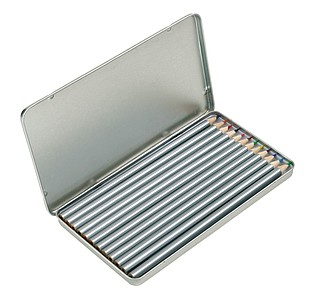 12 long coloured pencils,colour silver