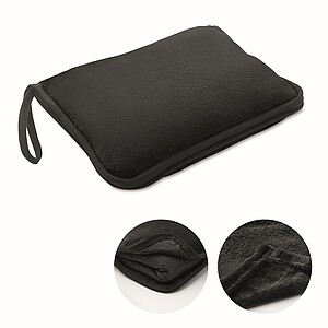 2 in 1 travel blanket set, black