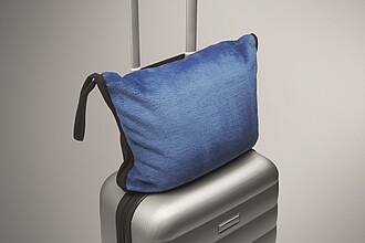 2 in 1 travel blanket set, blue