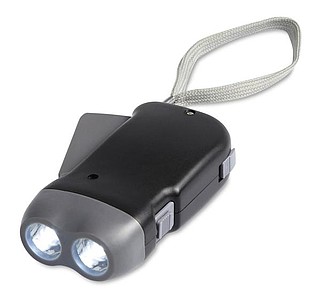 2 led dynamo torch, black