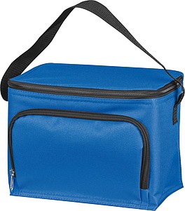 210D polyester cooler bag with front compartment, blue