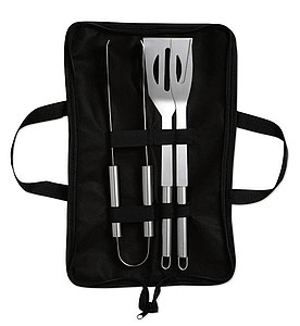 3 BBQ tools in pouch, black