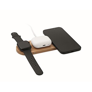 3 in 1 15W wireless charger, wood