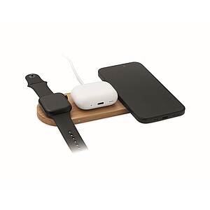 3 in 1 15W wireless charger, wood