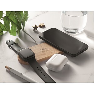3 in 1 15W wireless charger, wood