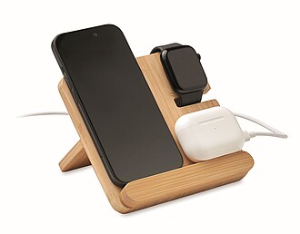 3 in 1 15W wireless charger, wood