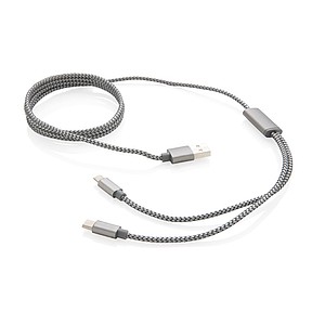 3-in-1 braided cable, grey