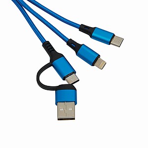 3-in-1 charging cable, blue