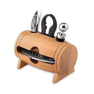 4 pcs wine set in wooden stan