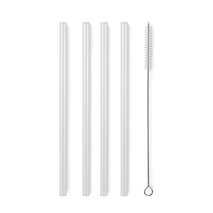 4 reusable glass straws, wood