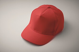 5 panel baseball cap, red