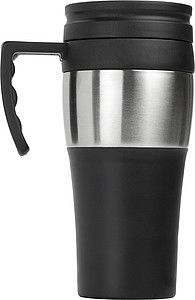 500ml Travel mug. Black/silver