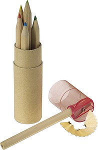 6 Colour pencils with sharpenerRed
