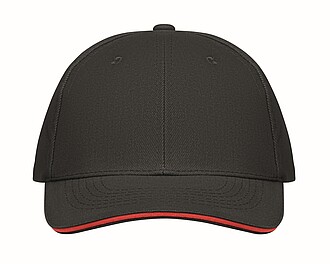 6 panel baseball cap, black/red
