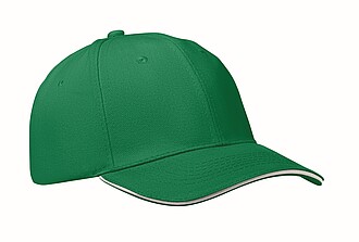 6 panel baseball cap, prairie green/white