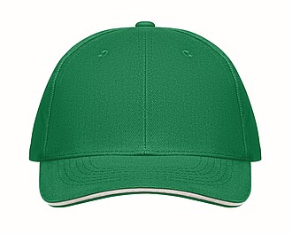 6 panel baseball cap, prairie green/white