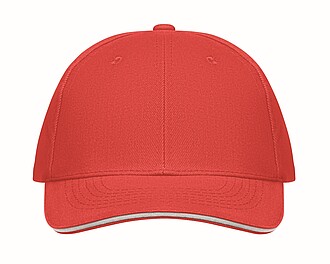 6 panel baseball cap, white/red