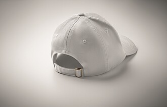 6 panel cotton baseball cap, white
