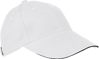 6-panel sandwich baseball cap, white