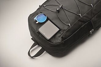 600D RPET polyester backpack, black