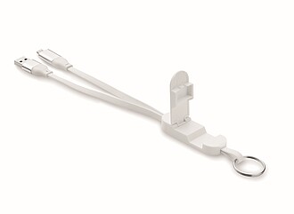 60W cable keyring recycled ABS, white