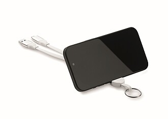 60W cable keyring recycled ABS, white