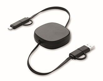 60W retractable charging cable, black
