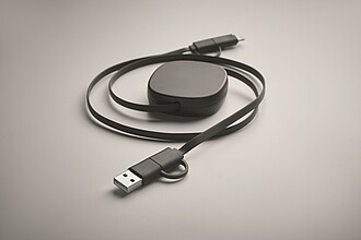 60W retractable charging cable, black