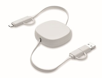 60W retractable charging cable, white