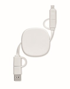 60W retractable charging cable, white