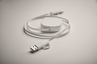 60W retractable charging cable, white