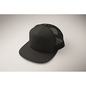 7 panel flat visor cap, black