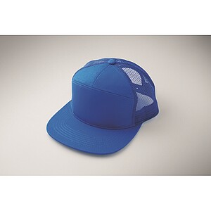 7 panel flat visor cap, royal blue