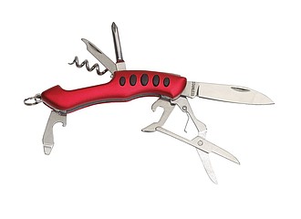 7 piece pocket knife "Small R" ,colour red, silver