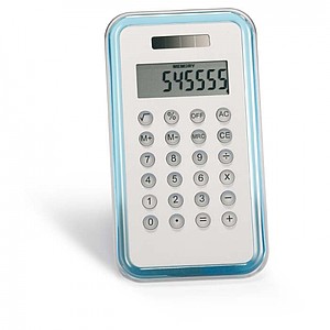 8 digit calculator, transparent blue