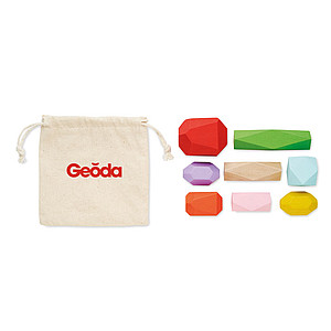 8 stacking wood rocks in pouch MO6710-13