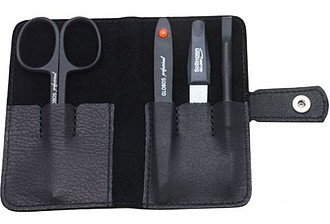 A small manicure in a leather case with a zipper