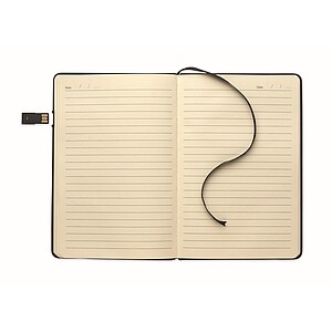 A5 notebook w/ integrated USB, black