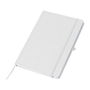 A5 notebook with lined pages, white