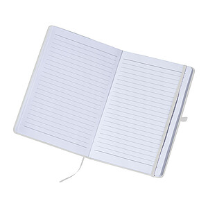 A5 notebook with lined pages, white