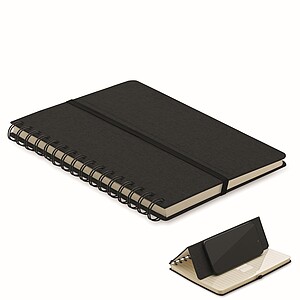 A5 notebook with phone holder, black