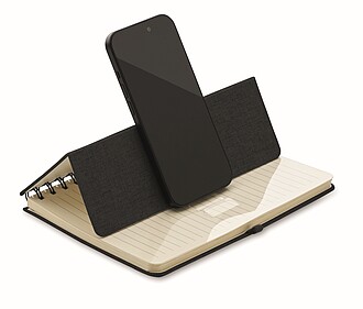 A5 notebook with phone holder, black