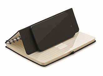 A5 notebook with phone holder, black