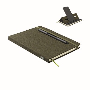 A5 notebook with phone holder, dark green