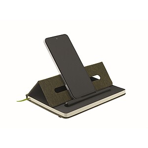 A5 notebook with phone holder, dark green