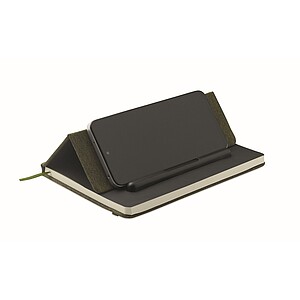 A5 notebook with phone holder, dark green