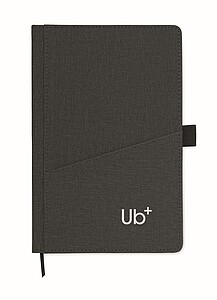 A5 notebook with PU hard cover with front phone pocket