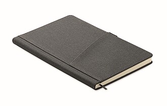 A5 notebook with PU hard cover with front phone pocket