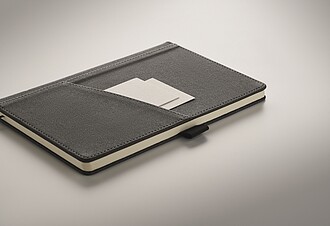 A5 notebook with PU hard cover with front phone pocket