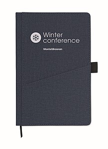 A5 notebook with PU hard cover with front phone pocket